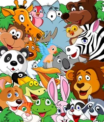 Fotobehang Zoo Dierlijke cartoon achtergrond