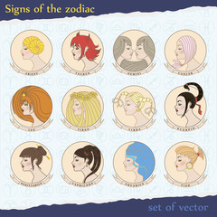 vector set of zodiac signs