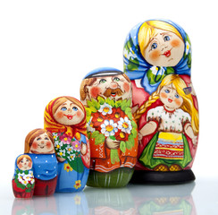 Nested doll - a Old national Russian doll of handwork.