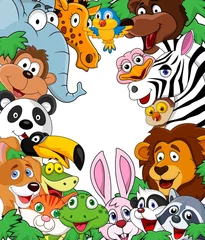 Tuinposter Zoo Dierlijke cartoon achtergrond