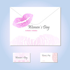Abstract invitation cards with kiss