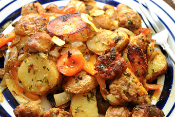 Delicious American Fried Potatoes and Sausage