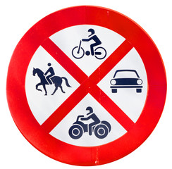 forbidden to go into cars, bikes, horses and quads