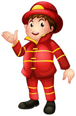 A fireman with a complete uniform