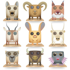 Naklejka premium Wild animals icon set. Steppe Animals