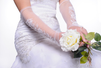 bride hands with rose