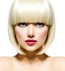Fashion Stylish Beauty Portrait. Beautiful Girl's Face Close-up