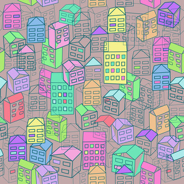 Seamless pattern with houses © Annykos