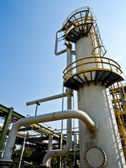 Chemical process plant with blue sky