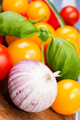 Fresh vegetables on table close up