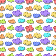 Seamless pattern with colored clouds