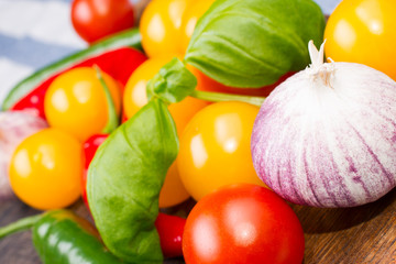 Fresh vegetables on table