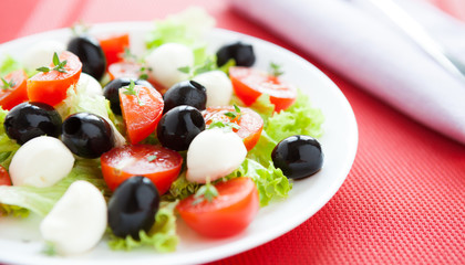 fresh salad with mozzarella and tomato