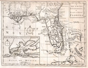 Fototapeta na wymiar Florida old map