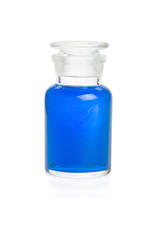Laborflasche mit blauer Flüssigkeit