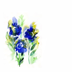 Watercolor Blue Flowers
