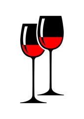 Wineglass on white background