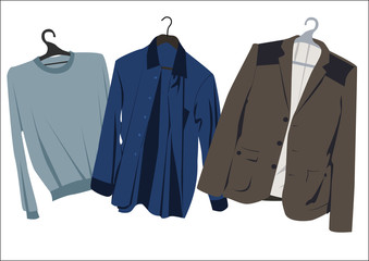 men's clothing on hangers