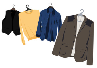 men's clothing on hangers