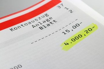 Kontoauszug mit negativem Kontostand