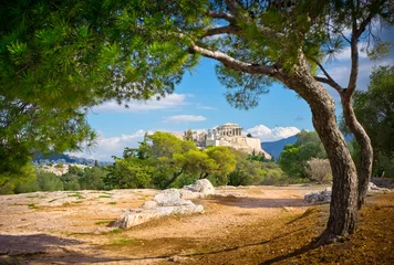 Poster Prachtig uitzicht op de oude Akropolis, Athene, Griekenland © MF