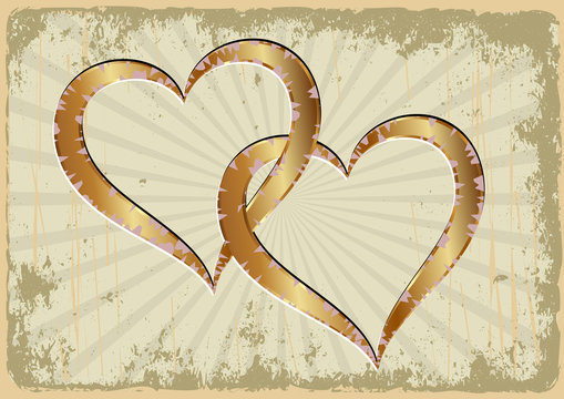 grunge background with hearts