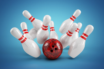 Bowling Strike blau radialer Verlauf