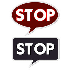 Stop sign with stitch style on fabric background