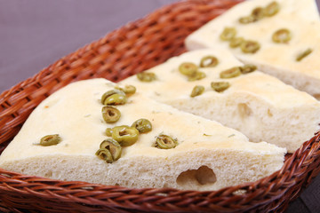 Focaccia bread with olives