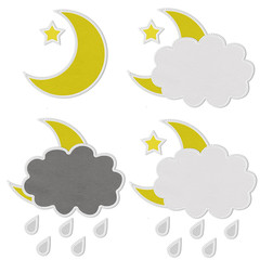 Stitch style for weather icons on the fabric background