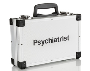 Silvery diplomat (suitcase) isolated on white