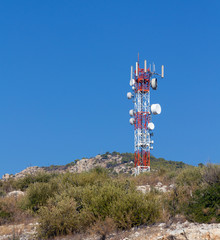 Telecommunication tower on a hill