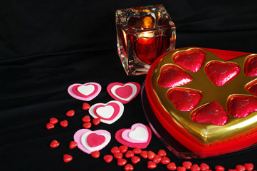Valentine Hearts candle and candy