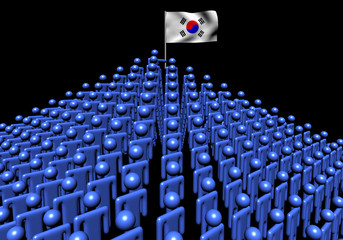 Obraz premium Pyramid of abstract people with South Korean flag illustration