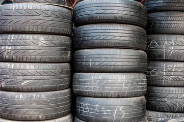 pile of used tyre