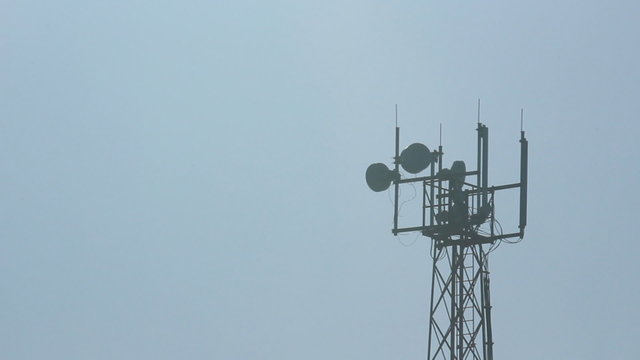 Telecommunication tower with antennas of cellular communication 