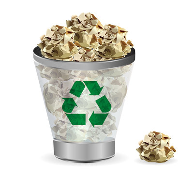 Trashcan paper recycle, Vector illustration