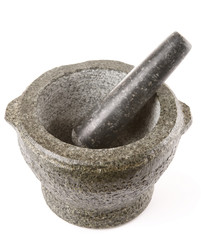 Granite mortar used for making sauces, isolated