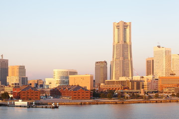 View of lower Minato-Mirai City in Yokohama, Japan.