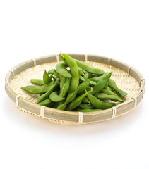 edamame nibbles, boiled green soy beans, japanese food