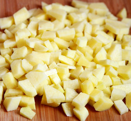 A heap of raw cut potatoes