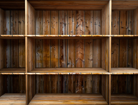 Empty wood shelf