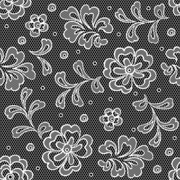 Lace fabric seamless pattern with abstact flowers.