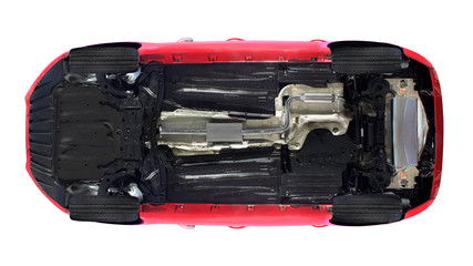 Isolated bottom view of a car