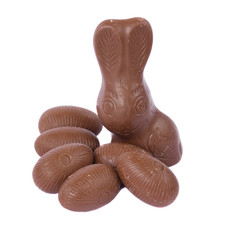 chocolate bunny with eggs