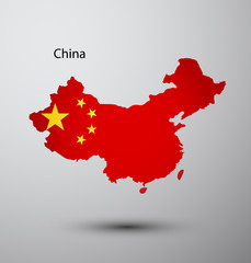 China flag on map