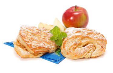 Two apple cakes and apple decoration