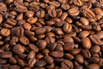 coffee beans close up isolated on white