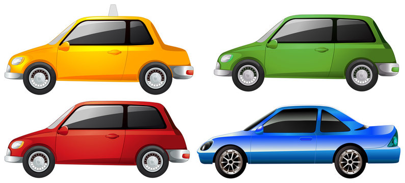 The yellow, green, red and blue car