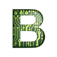 Electric curcuit board letters and numbers collection: B isolate